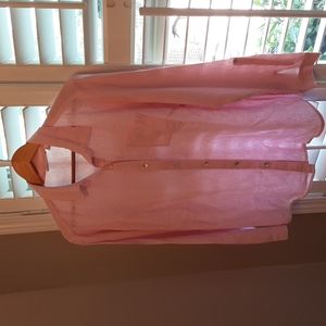 Susan Graver Pale Pink Linen Blend Blouse